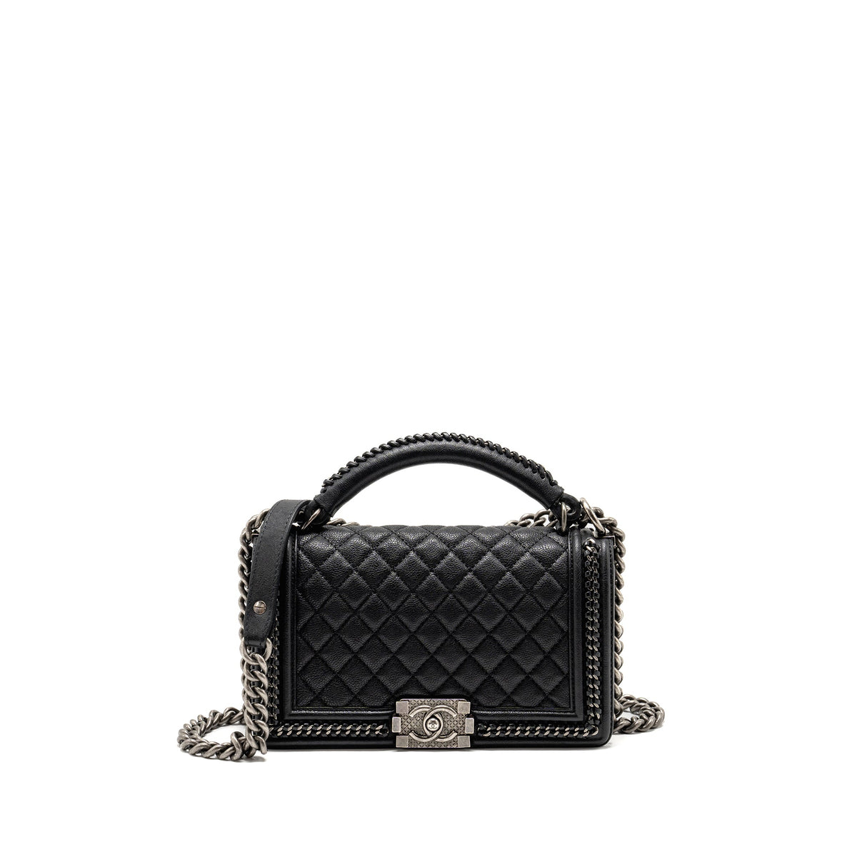 chanel-top-handle-boy-bag-limited-edition-grained-calfskin-black-ruthenium-silver-hardware-copy