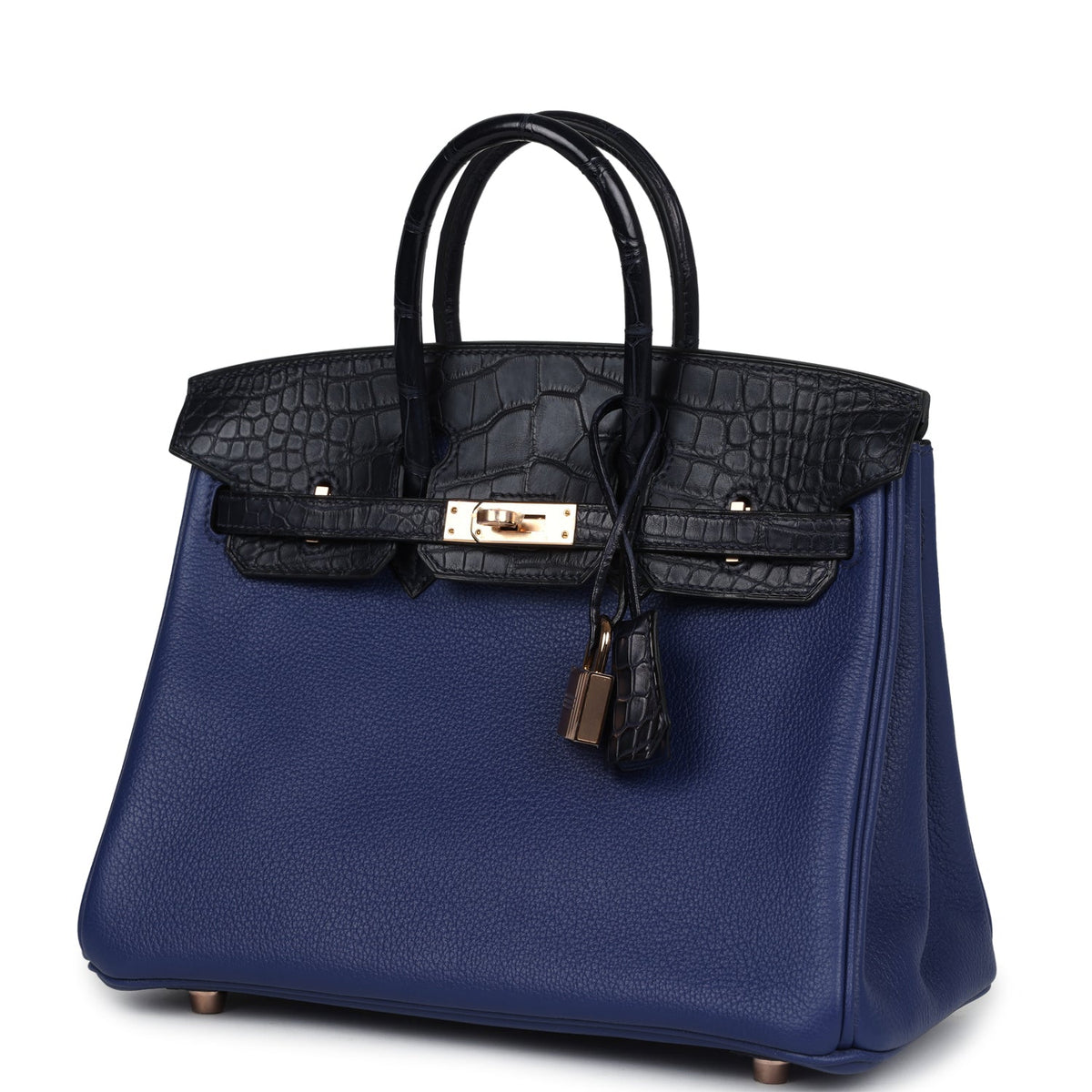 hermes-birkin-25-bleu-saphir-taurillion-novillo-bleu-marine-matte-alligator-touch-rose-gold-hardware-bag