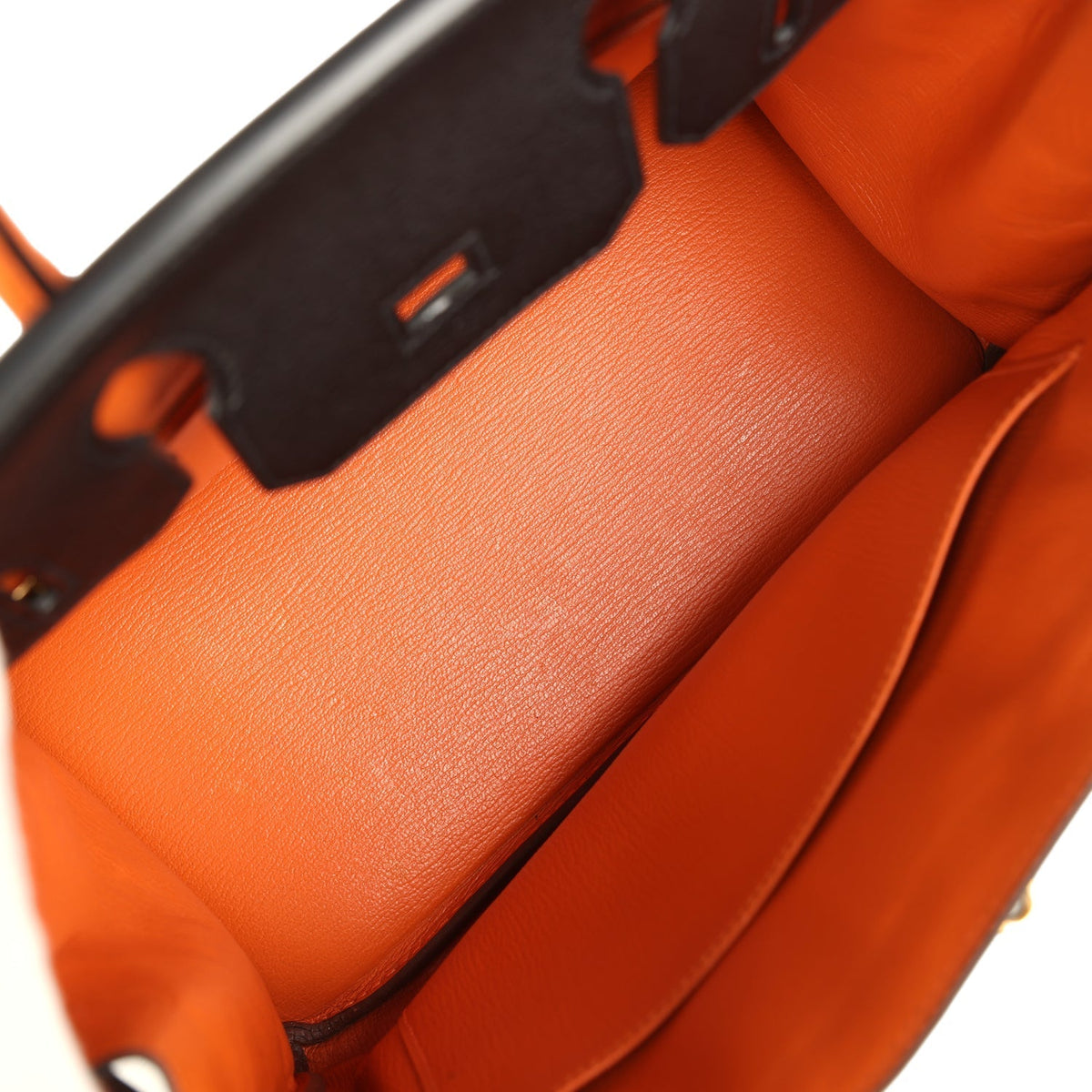 hermes-birkin-30-black-and-orange-chevre-brushed-gold-hardware-bag