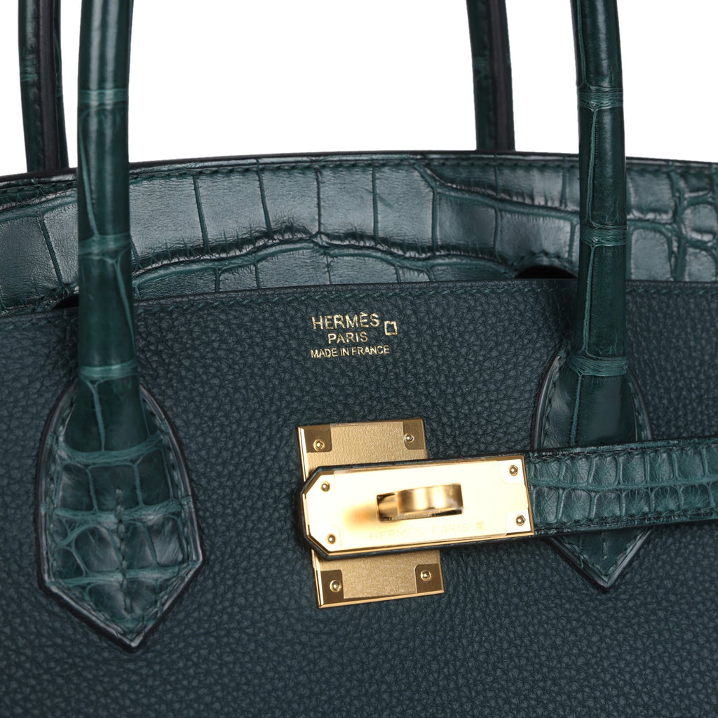 hermes-birkin-30-vert-cypress-togo-and-matte-alligator-touch-gold-hardware-bag