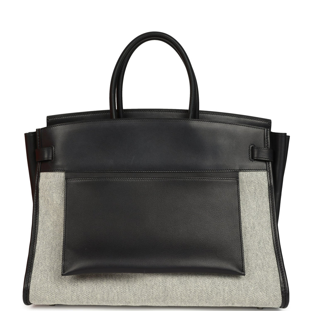 Hermes Birkin 35 A L'Envers Black-Ecru Toile H Canvas and Black Volupto Palladium Hardware