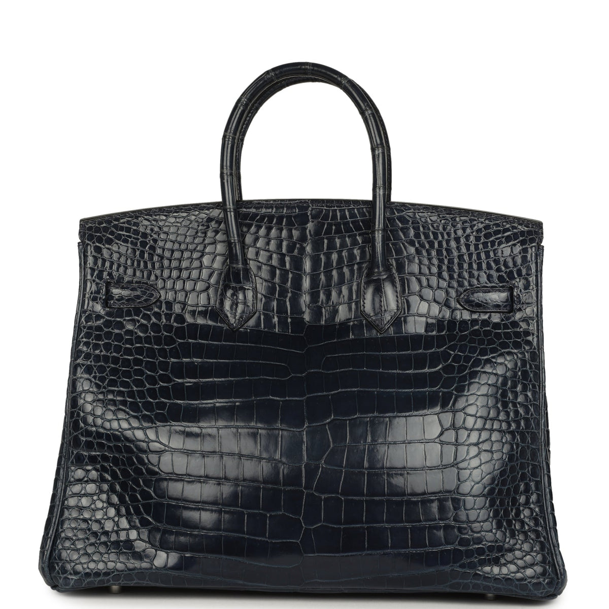 Hermes Birkin 35 Bleu Abysse Shiny Porosus Crocodile Palladium Hardware