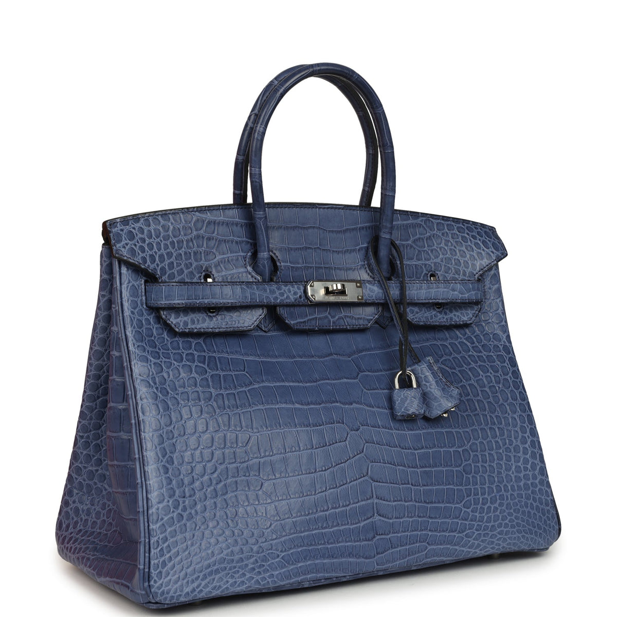 Hermes Birkin 35 Bleu Brighton Matte Porosus Crocodile Palladium Hardware