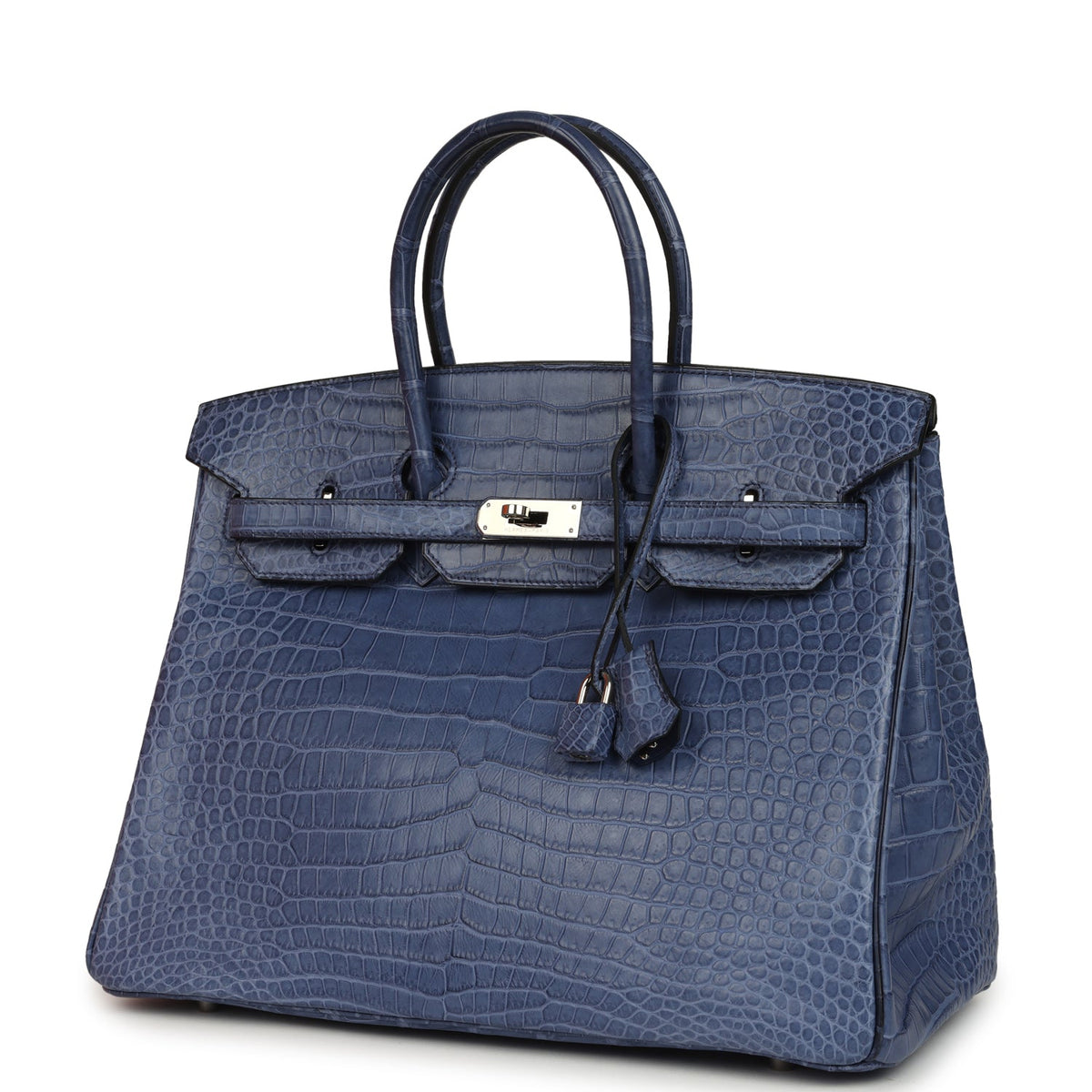 Hermes Birkin 35 Bleu Brighton Matte Porosus Crocodile Palladium Hardware