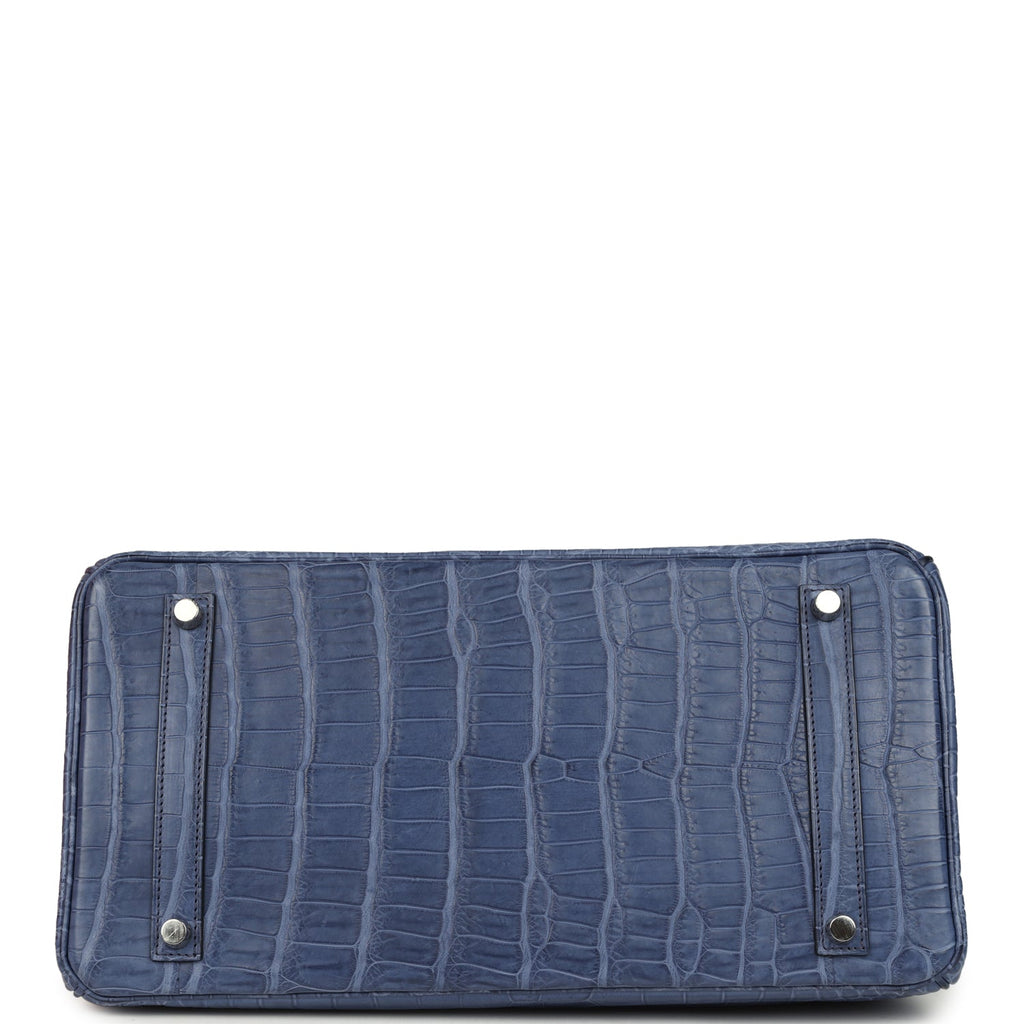 Hermes Birkin 35 Bleu Brighton Matte Porosus Crocodile Palladium Hardware