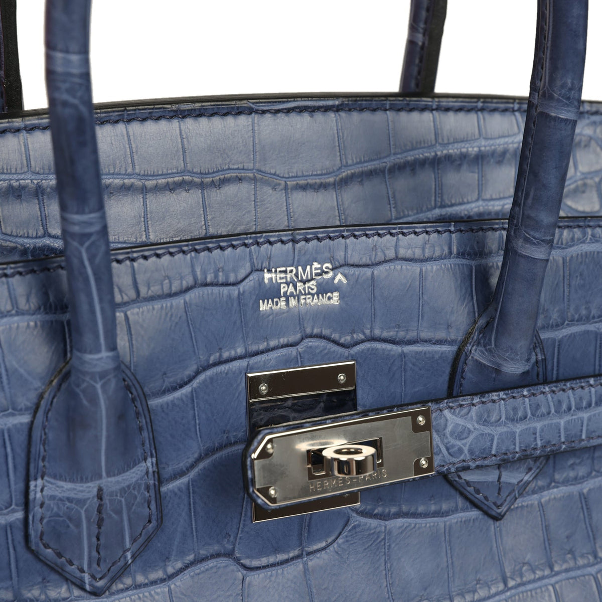 Hermes Birkin 35 Bleu Brighton Matte Porosus Crocodile Palladium Hardware