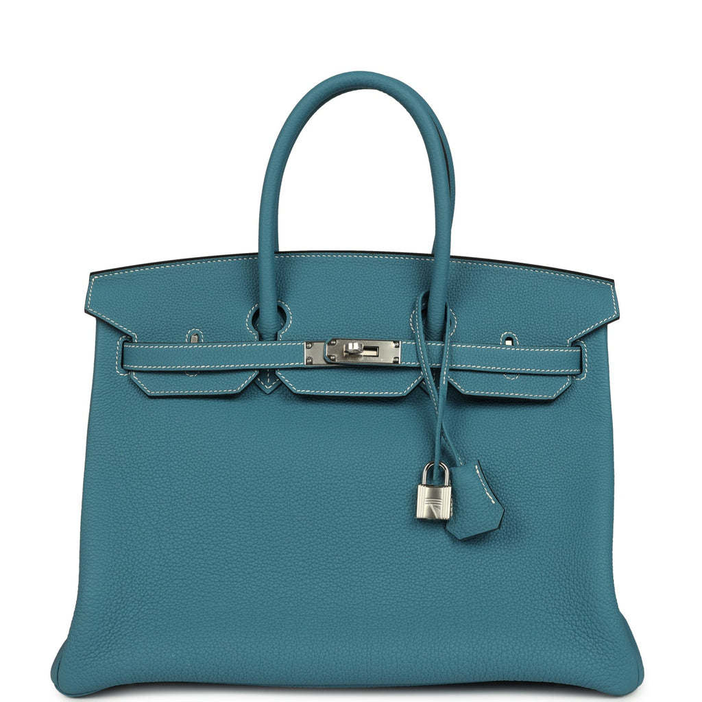 Hermes Birkin 35 Blue Jean Togo Palladium Hardware