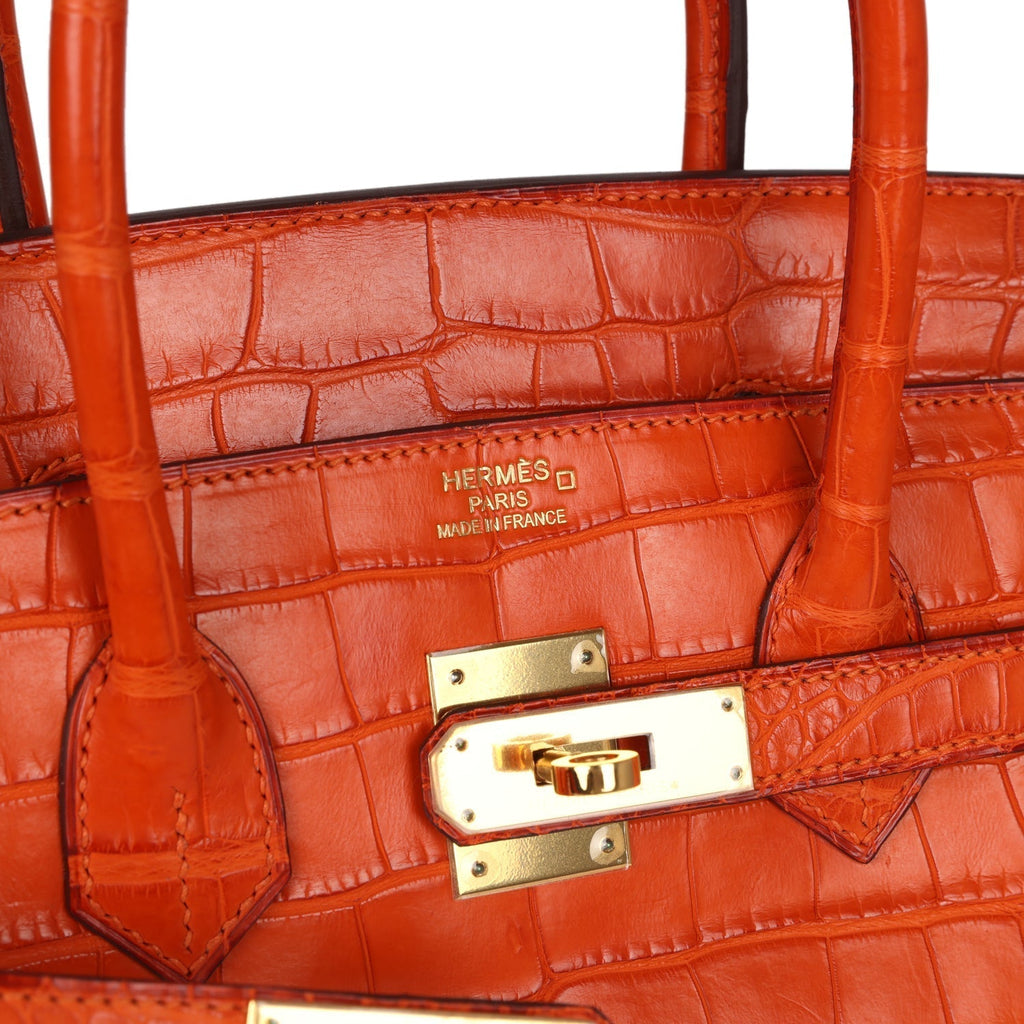 Hermes Birkin 35 Feu Matte Alligator Gold Hardware
