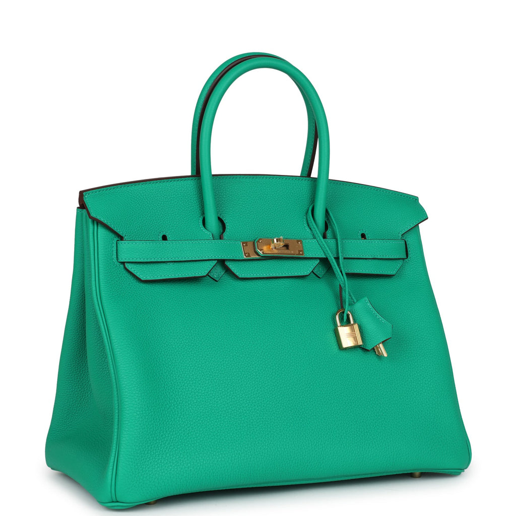 Hermes Birkin 35 Menthe Verso Togo Gold Hardware
