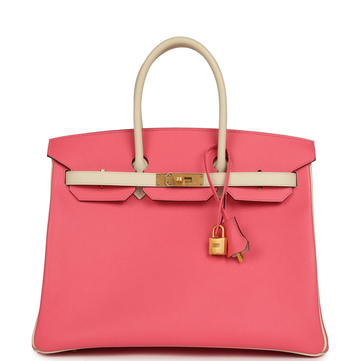 Hermes Birkin 35 Rose Azalee and Craie Epsom Brushed Gold Hardware