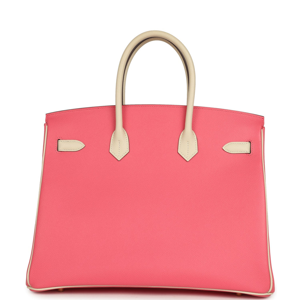 Hermes Birkin 35 Rose Azalee and Craie Epsom Brushed Gold Hardware