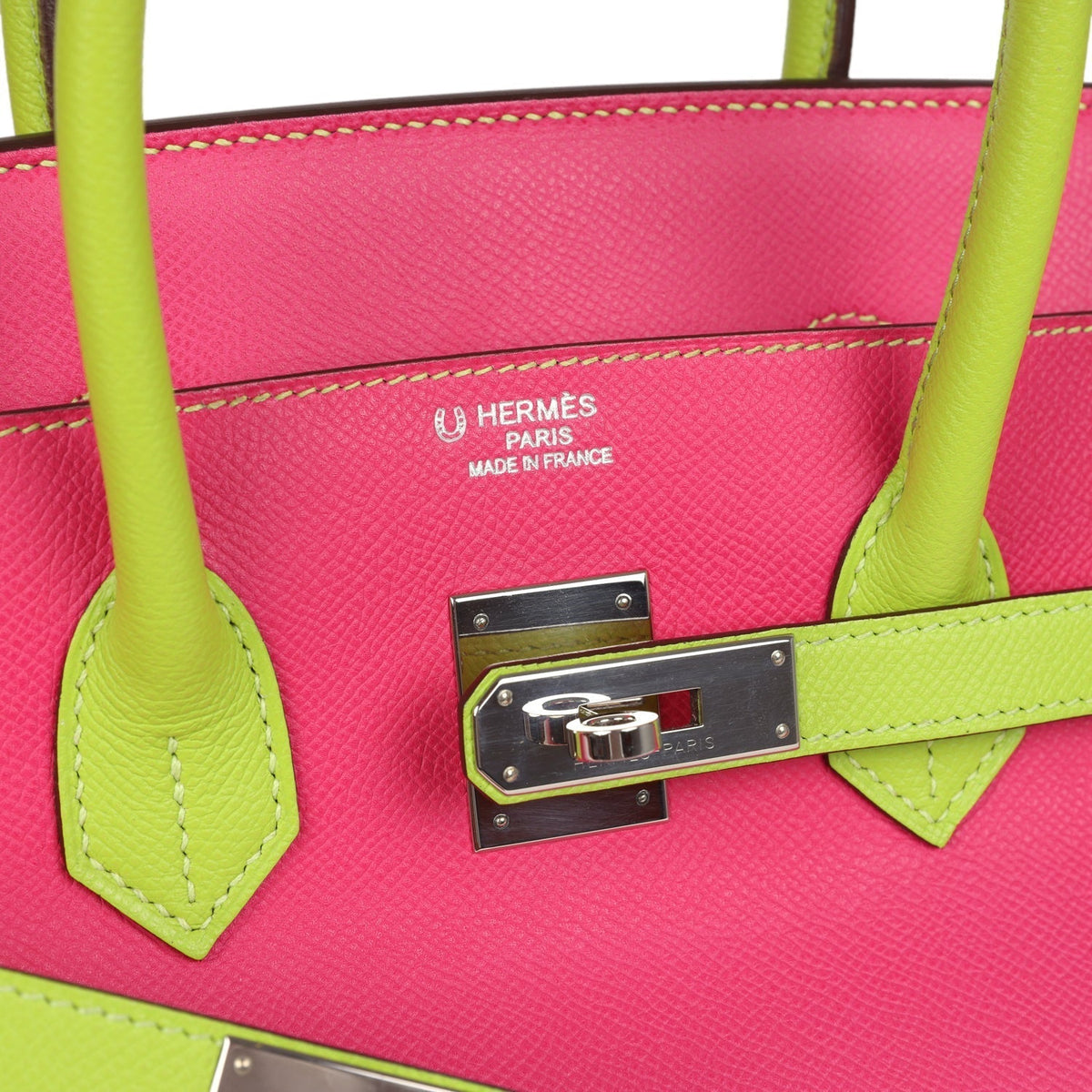 Hermes Birkin 35 Rose Tyrien and Kiwi Epsom Palladium Hardware