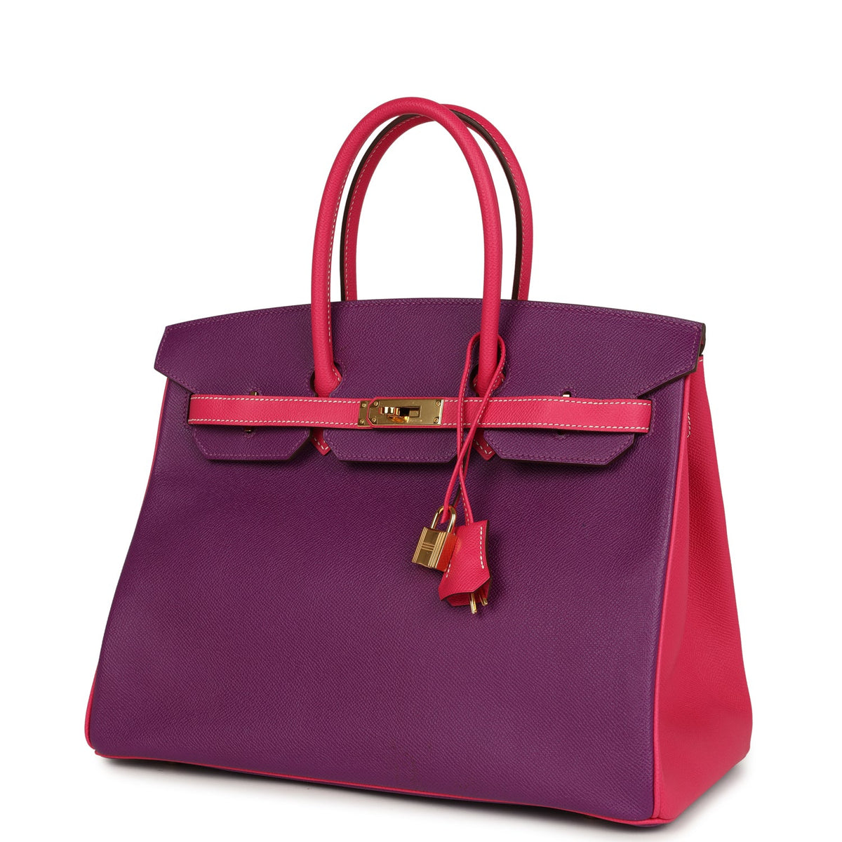 Hermes Birkin 35 Rose Tyrien and Violet Epsom Gold Hardware