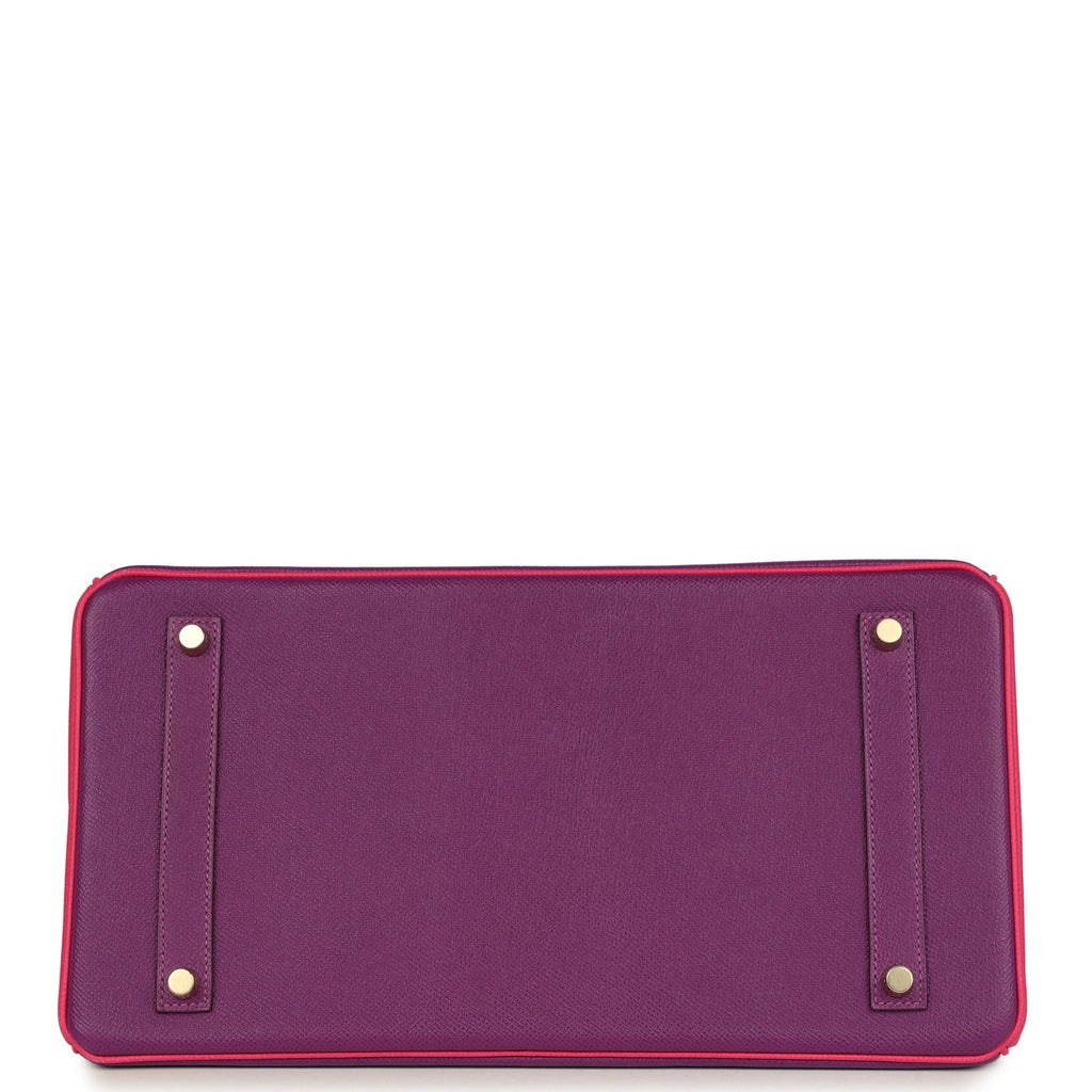 Hermes Birkin 35 Rose Tyrien and Violet Epsom Gold Hardware