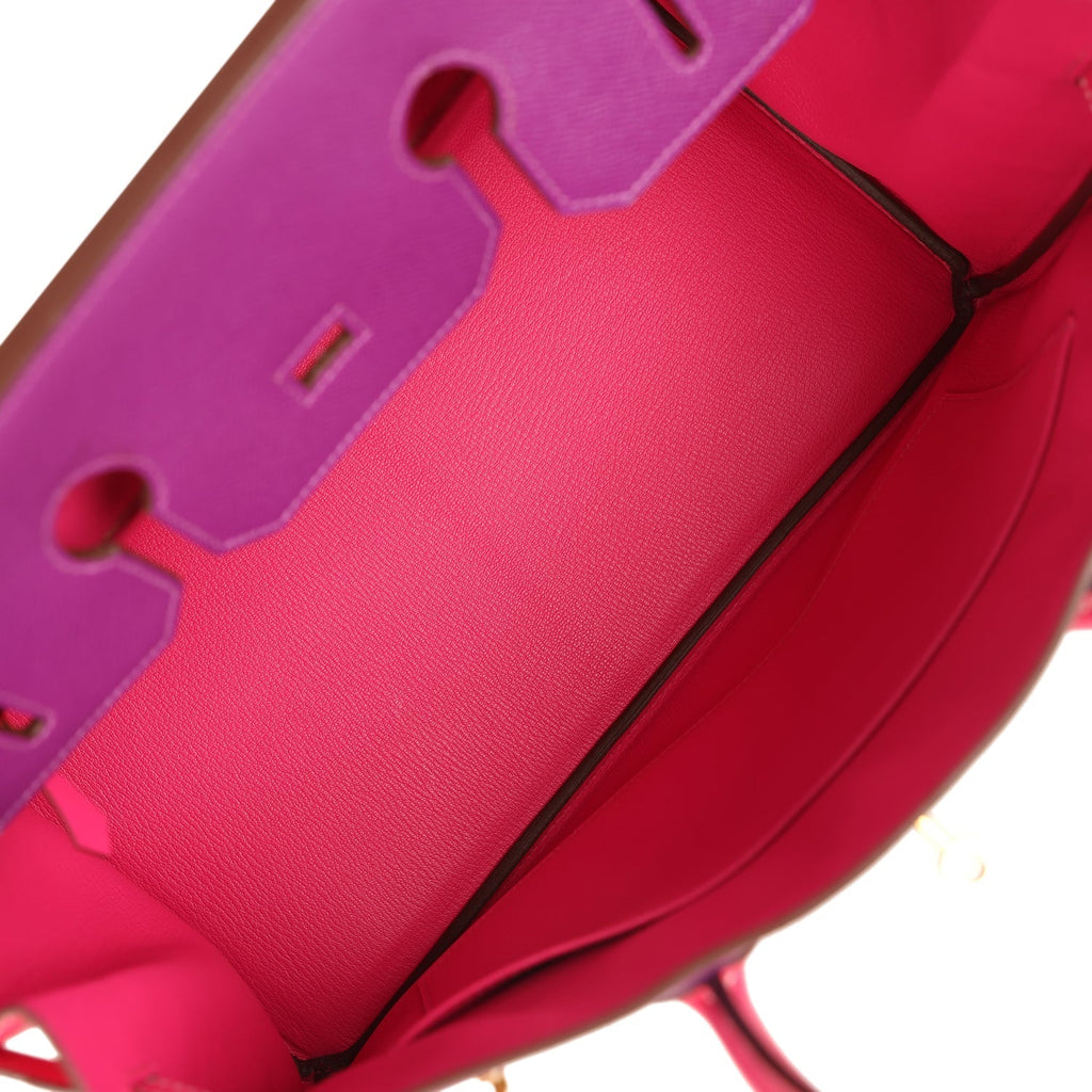 Hermes Birkin 35 Rose Tyrien and Violet Epsom Gold Hardware
