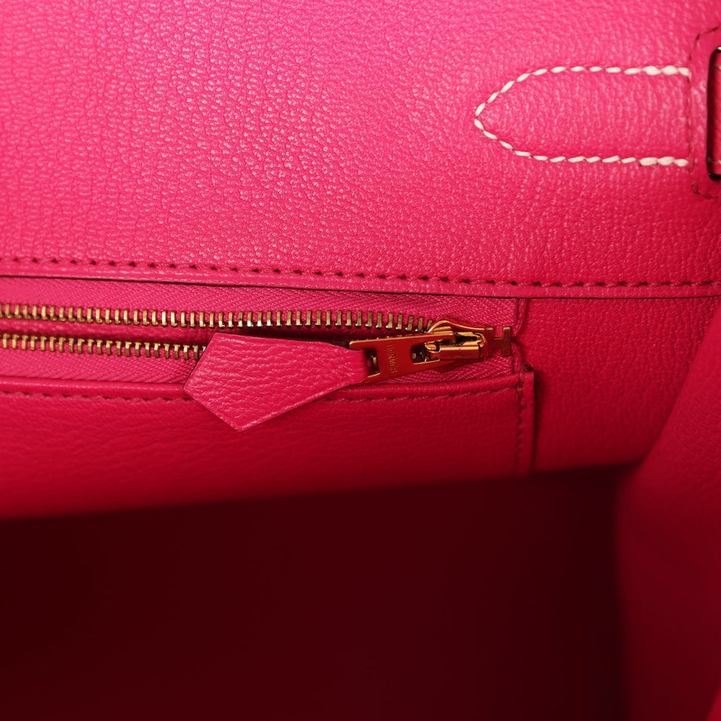 Hermes Birkin 35 Rose Tyrien and Violet Epsom Gold Hardware