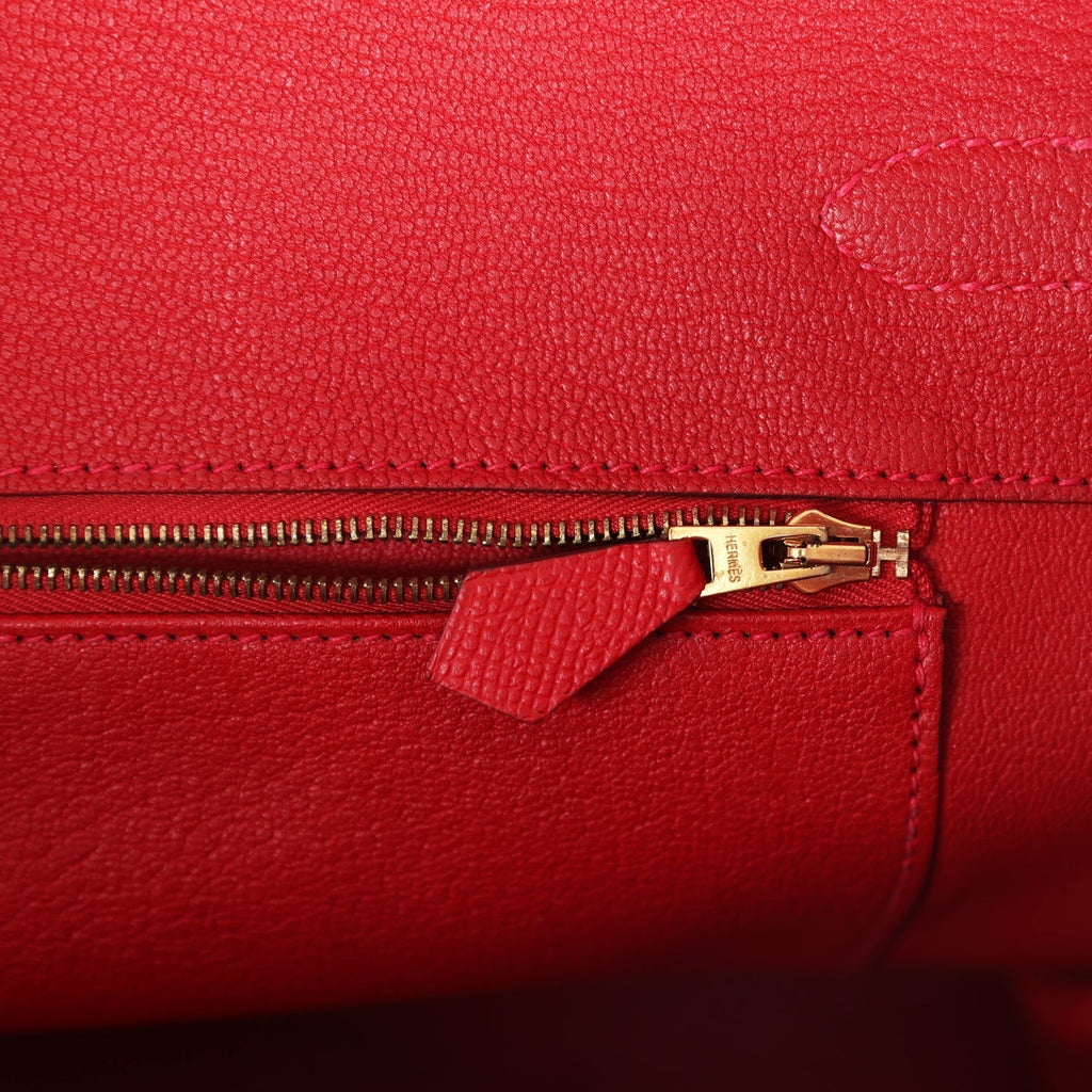 Hermes Birkin 35 Rouge Casaque Epsom Gold Hardware
