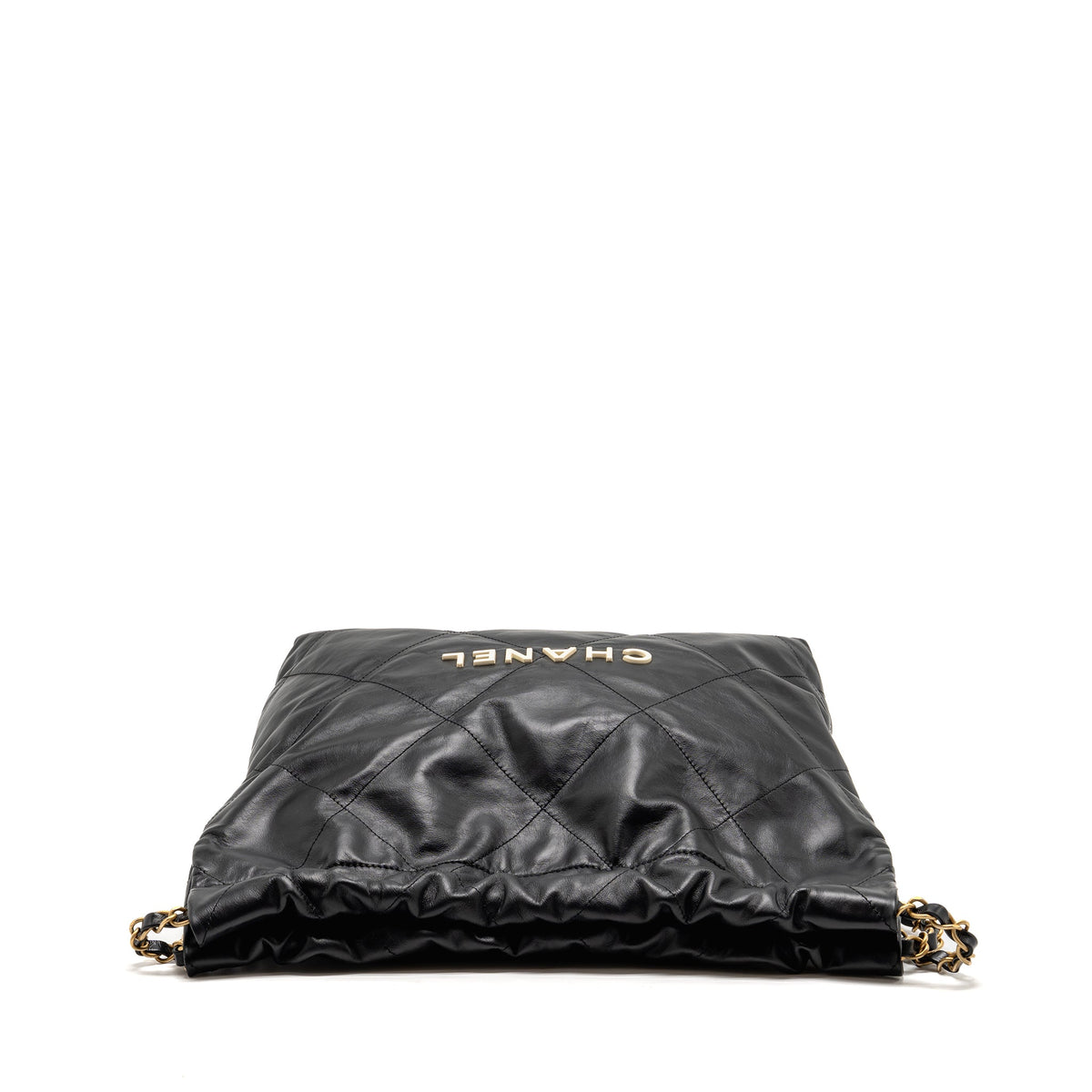 chanel-small-22-bag-with-white-letter-logo-calfskin-black-ghw-microchip
