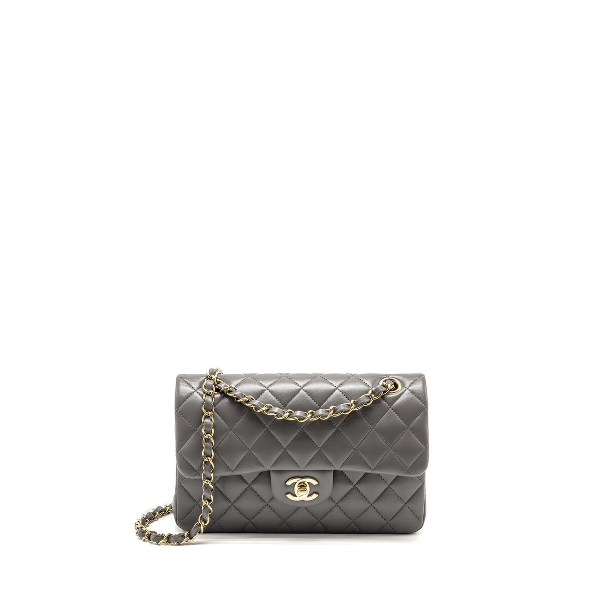chanel-small-classic-double-flap-bag-lambskin-grey-lghw-microchip