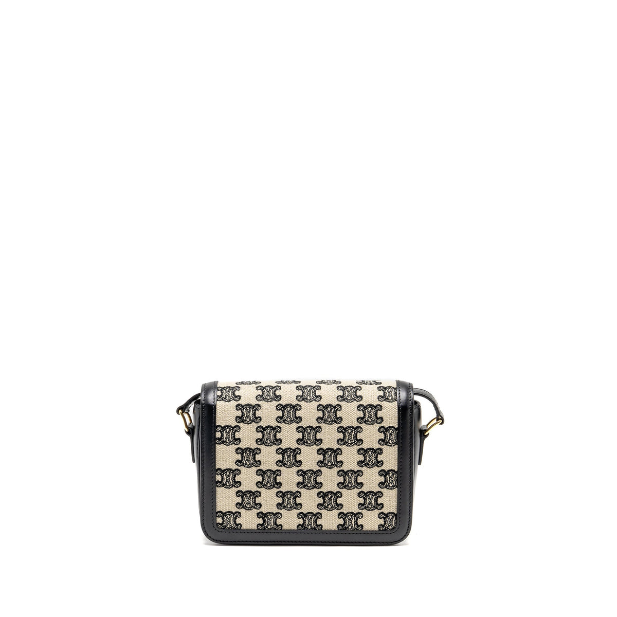 celine-teen-triomphe-bag-triomphe-canvas-calfskin-black-white-ghw