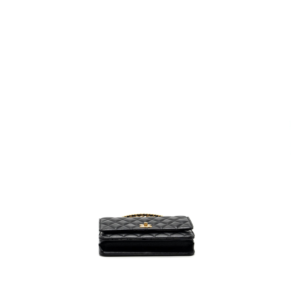 chanel-letter-logo-top-handle-flap-wallet-with-chain-shiny-calfskin-black-ghw-microchip