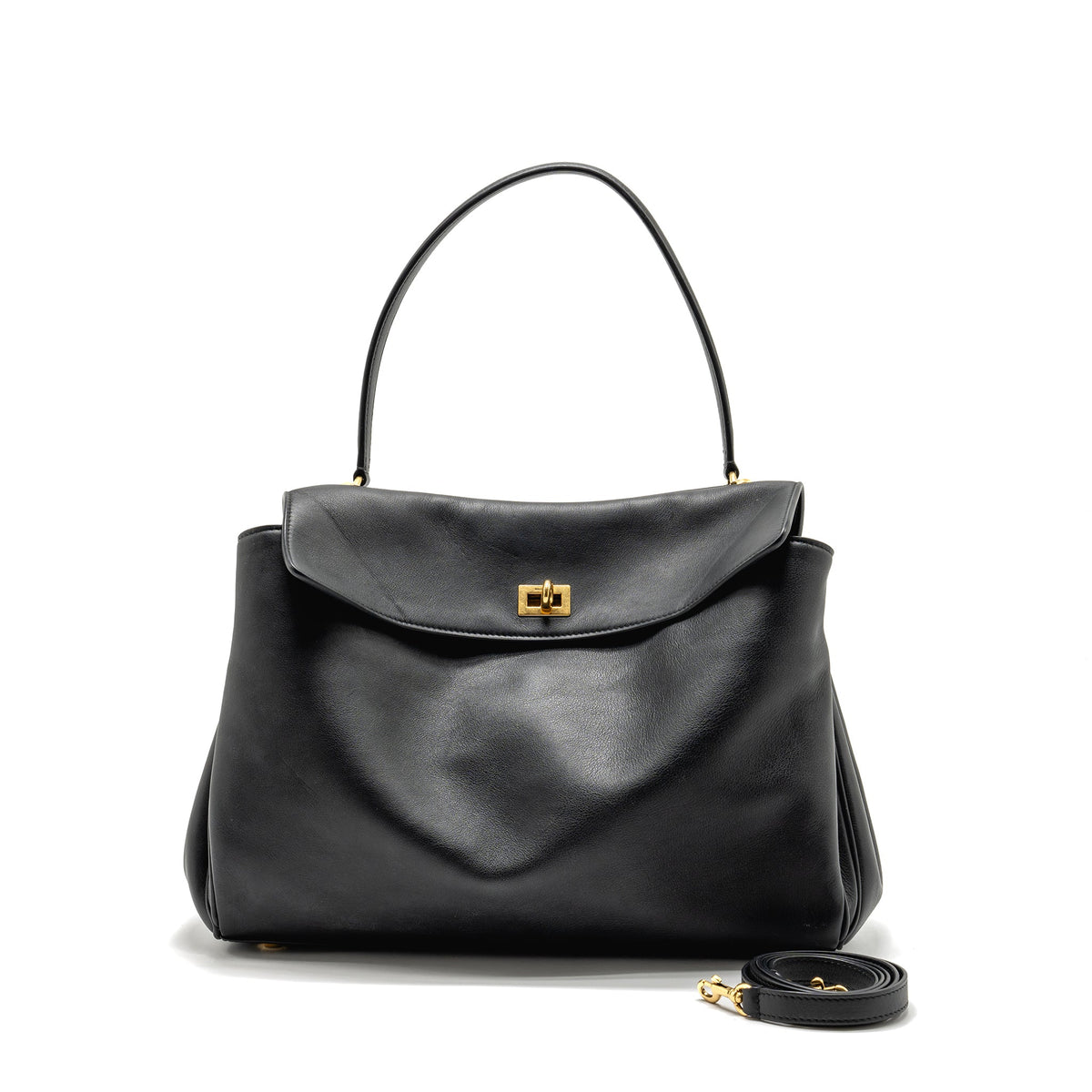 balenciaga-medium-rodeo-handbag-smooth-calfskin-black-ghw-copy