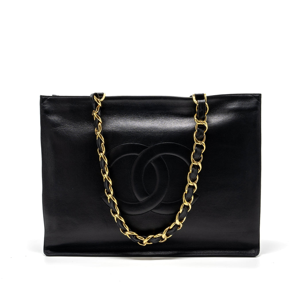 chanel-vintage-tote-bag-calfskin-black-ghw