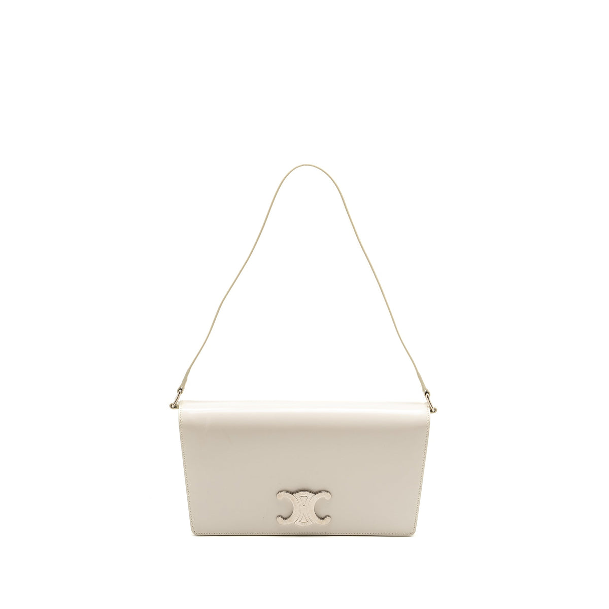 celine-trapeze-triomphe-shoulder-bag-shiny-calfskin-white-shw