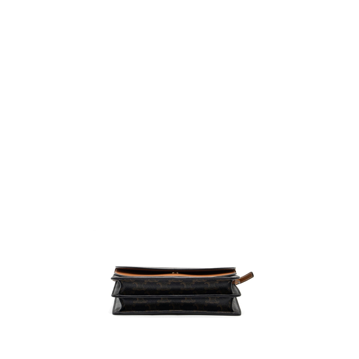 celine-wallet-on-strap-triomphe-canvas-leather-tan-ghw
