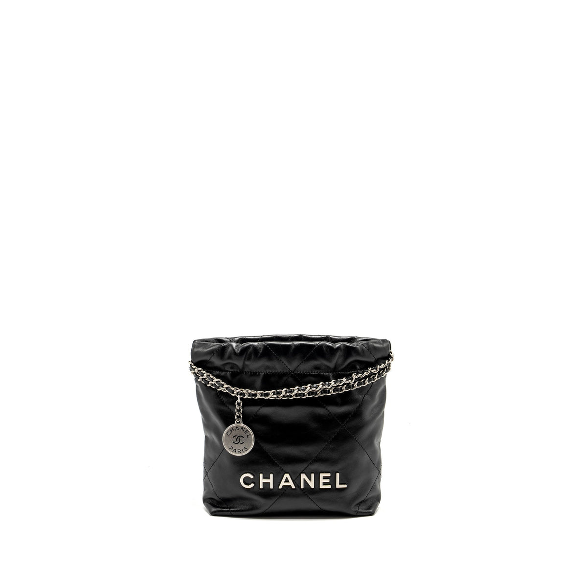 chanel-mini-22-bag-shiny-calfskin-black-shw-microchip-copy