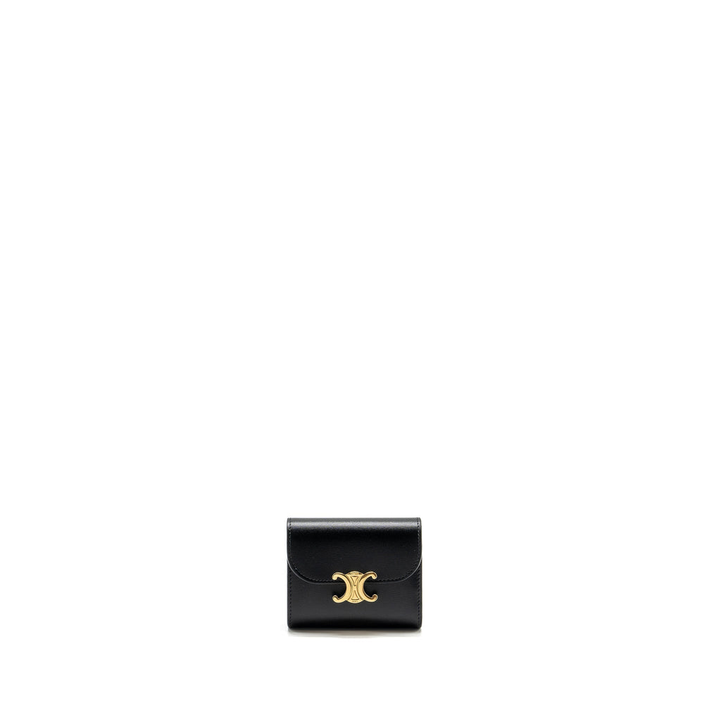 celine-small-triomphe-flap-wallet-shiny-calfskin-black-ghw