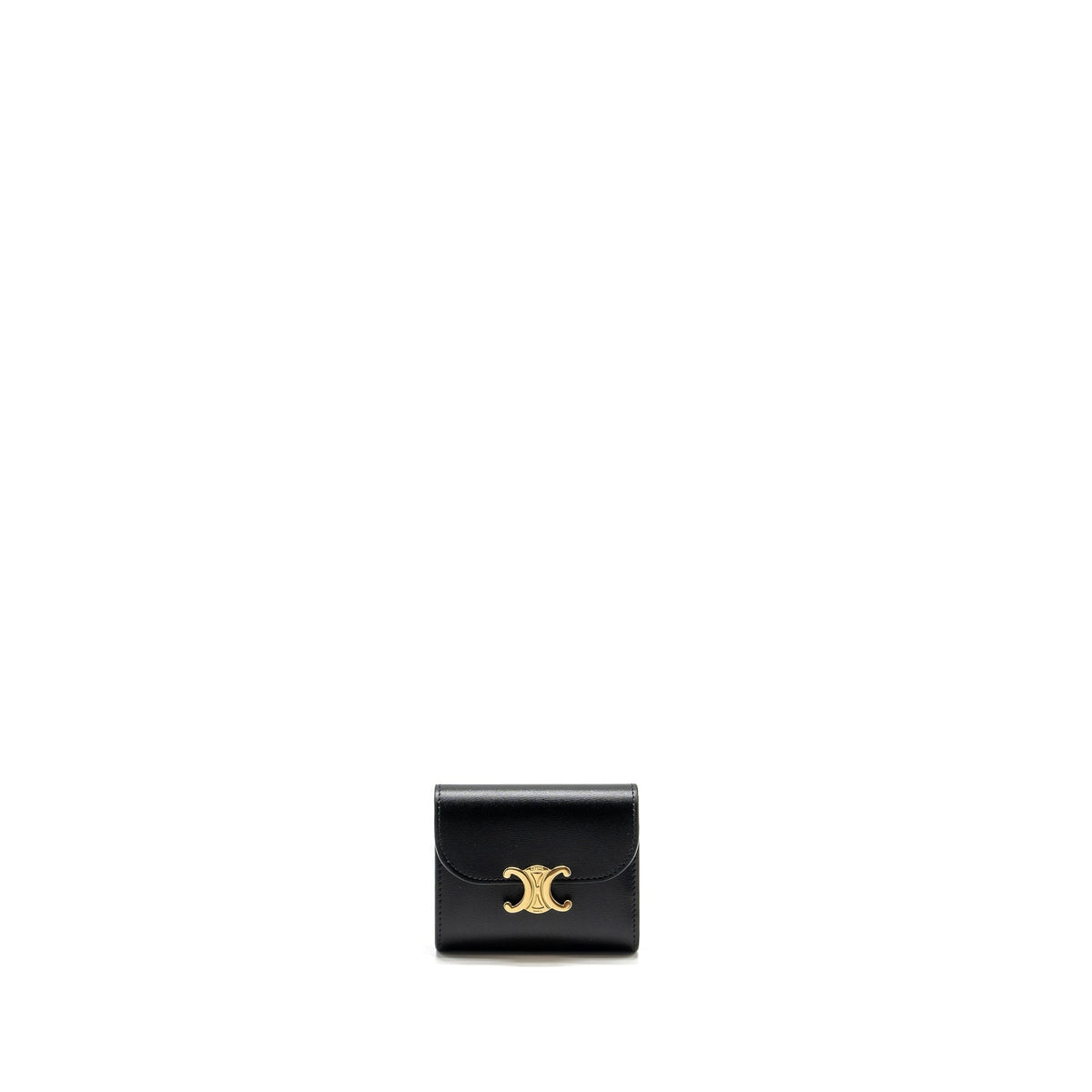 celine-small-triomphe-flap-wallet-shiny-calfskin-black-ghw