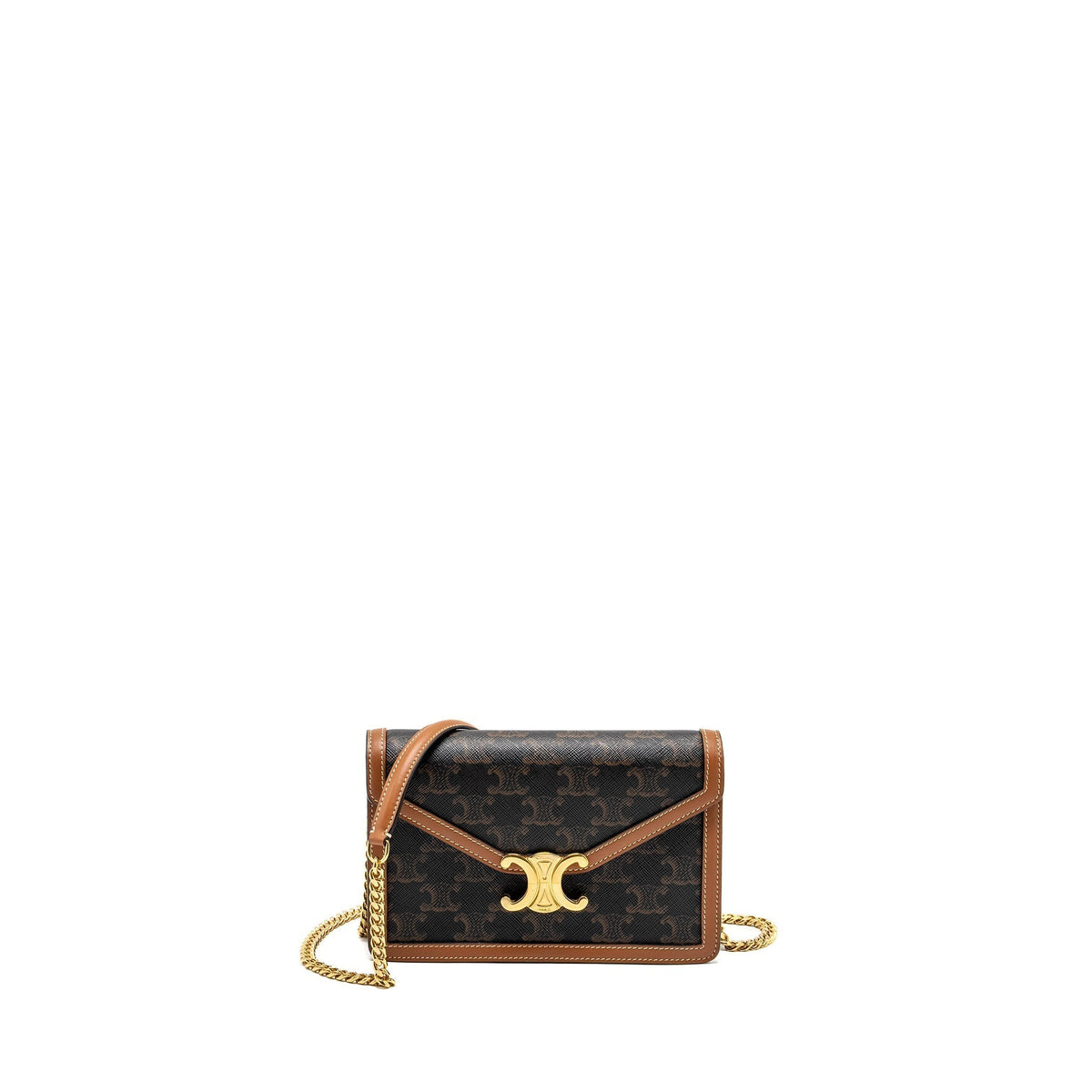 celine-wallet-on-chain-margo-triomphe-canvas-calfskin-tan-ghw