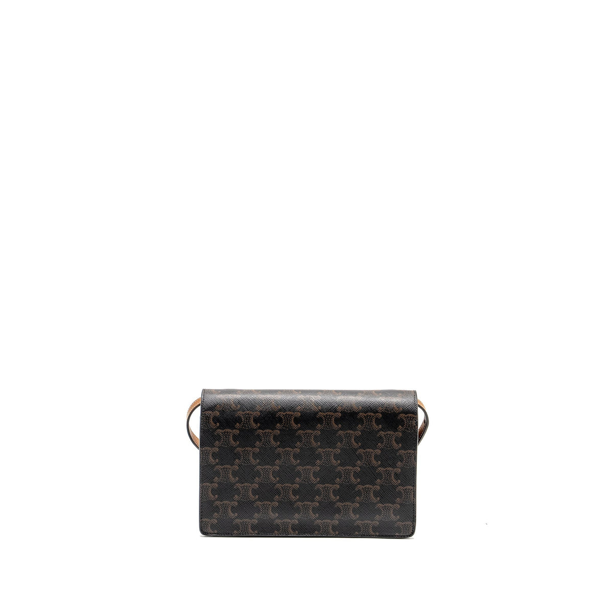 celine-wallet-on-strap-triomphe-canvas-smooth-lambskin-tan-ghw-6