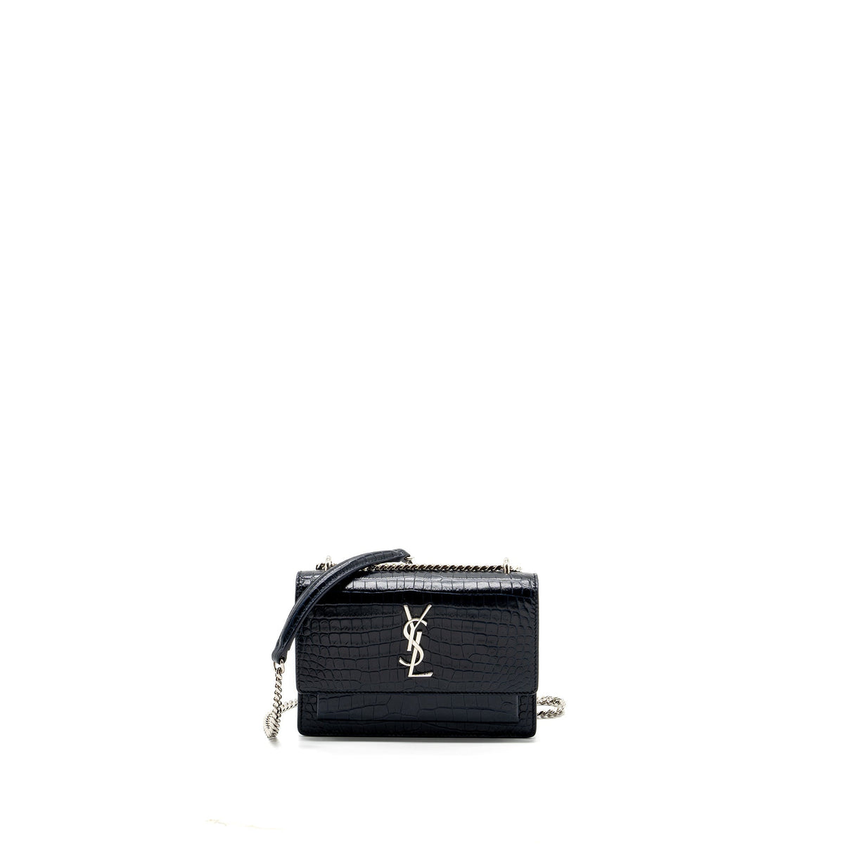 saint-laurent-ysl-mini-sunset-bag-crocodile-embossed-calfskin-black-shw