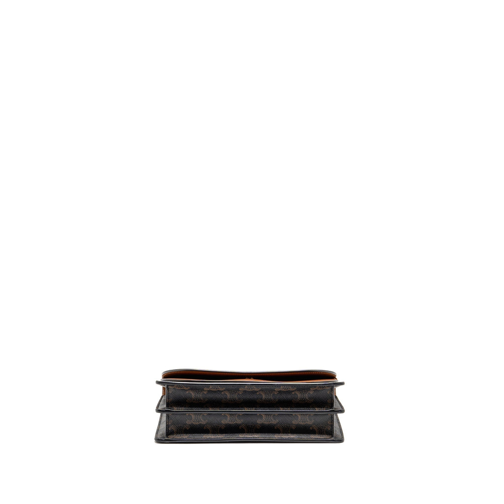 celine-wallet-on-strap-triomphe-canvas-smooth-lambskin-tan-ghw-7