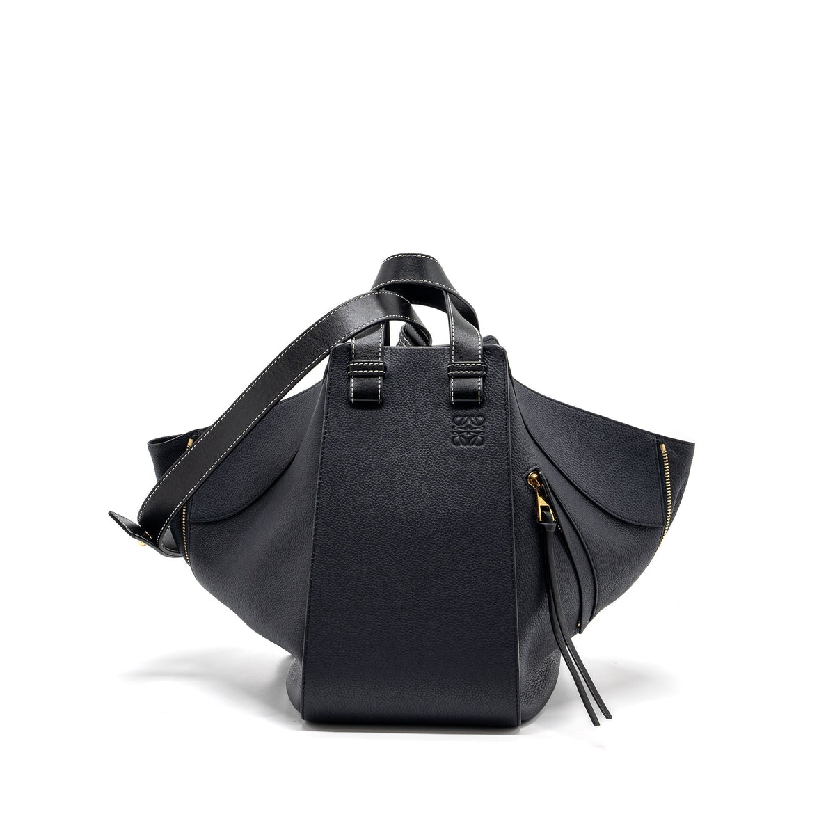 loewe-medium-hammock-bag-grained-calfskin-dark-blue-ghw
