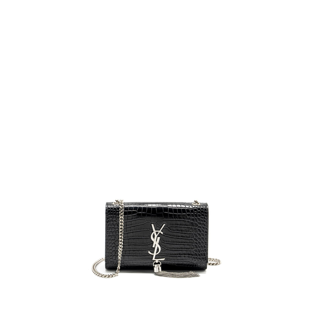 saint-laurent-ysl-kate-small-chain-wallet-with-tassel-in-crocodile-embossed-black-shw