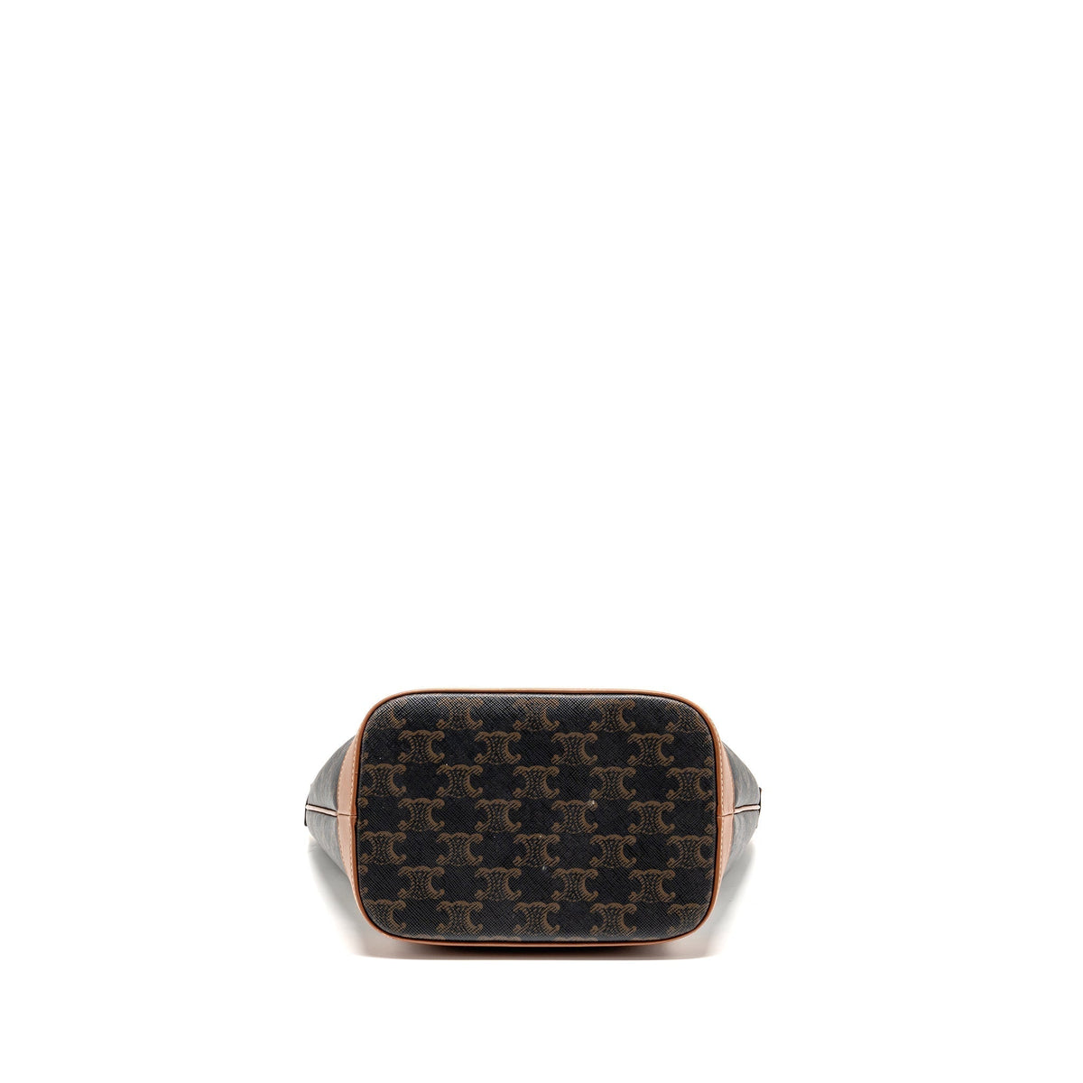 celine-small-bucket-bag-triomphe-canvas-calfskin-tan-ghw-1