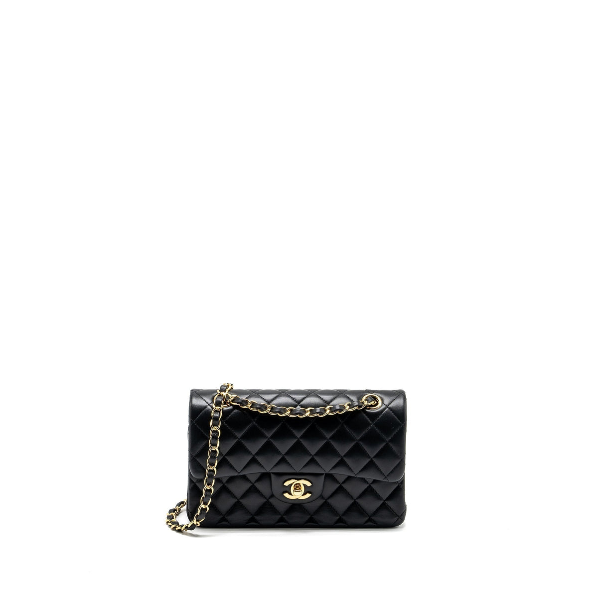 chanel-small-classic-double-flap-bag-lambskin-black-ghw-copy