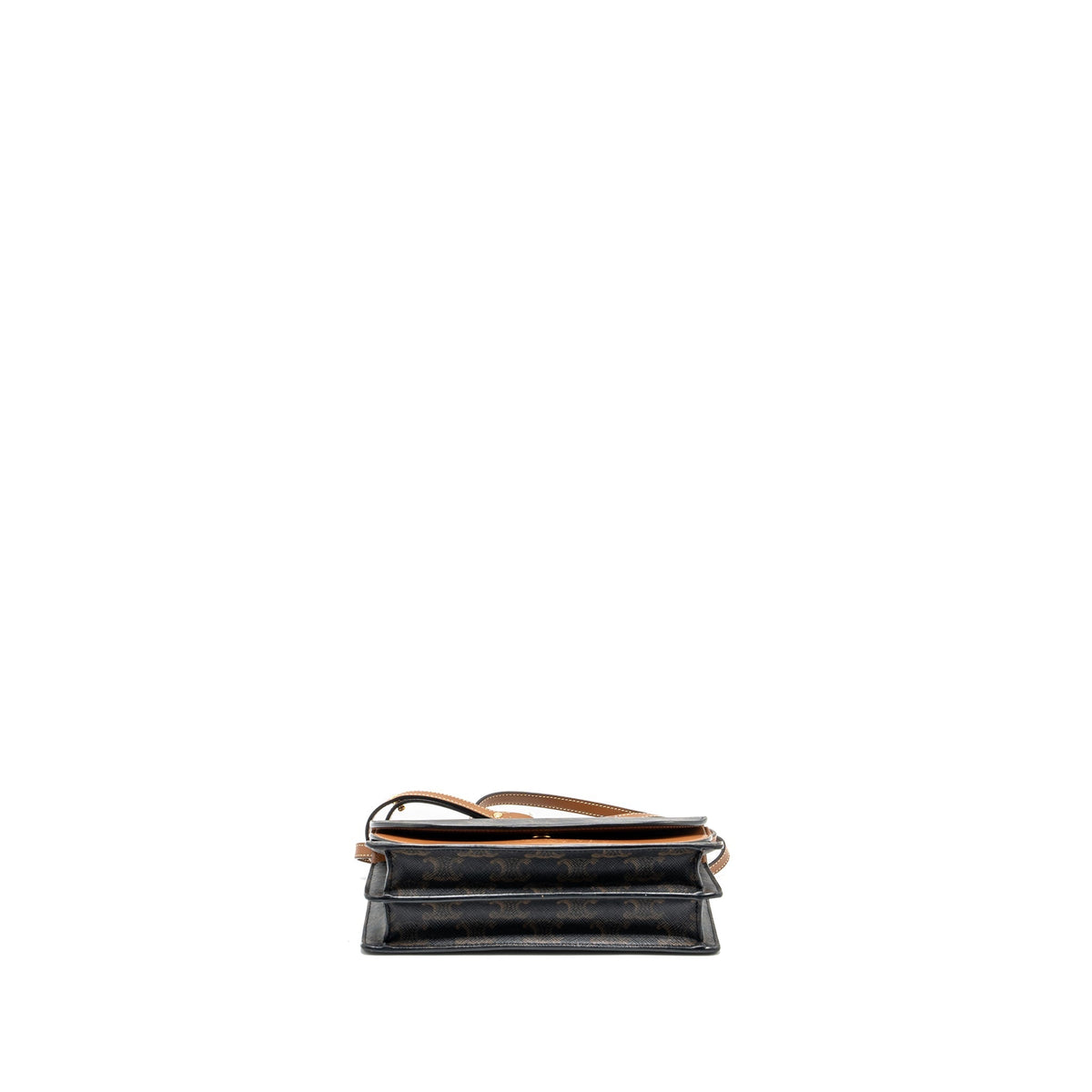 celine-wallet-on-strap-triomphe-canvas-smooth-lambskin-tan-ghw-4