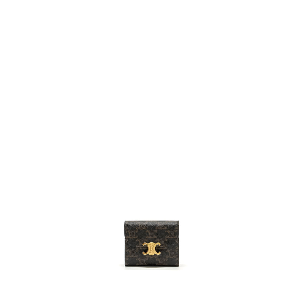 celine-small-triomphe-flap-wallet-canvas-tan-ghw