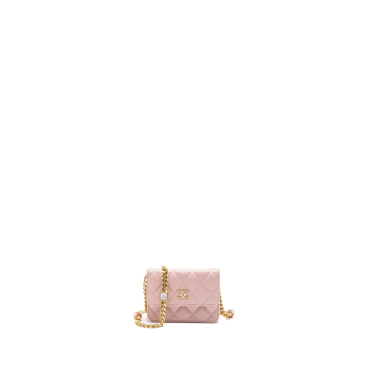 chanel-mini-flap-card-holder-with-chain-limited-edition-lambskin-light-pink-ghw-microchip