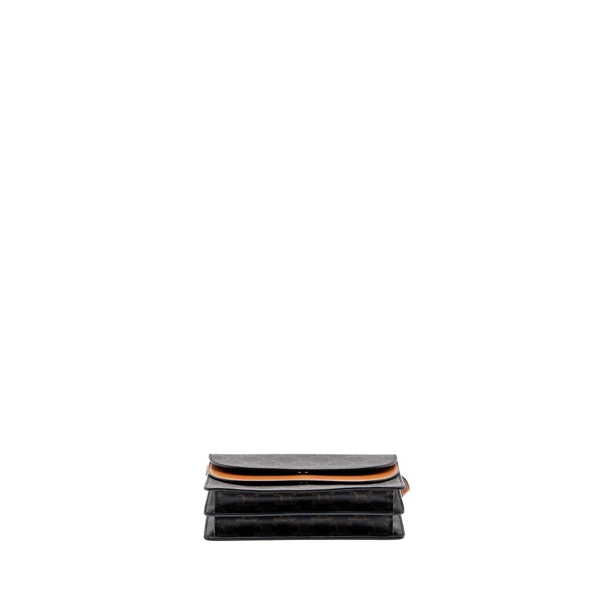 celine-wallet-on-strap-triomphe-canvas-smooth-lambskin-tan-ghw-1
