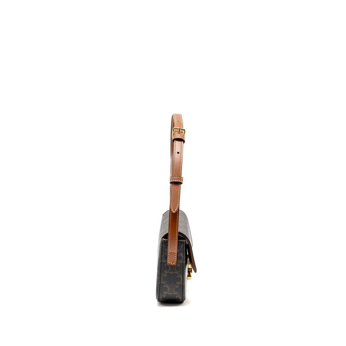 celine-triomphe-shoulder-bag-claude-canvas-tan-ghw