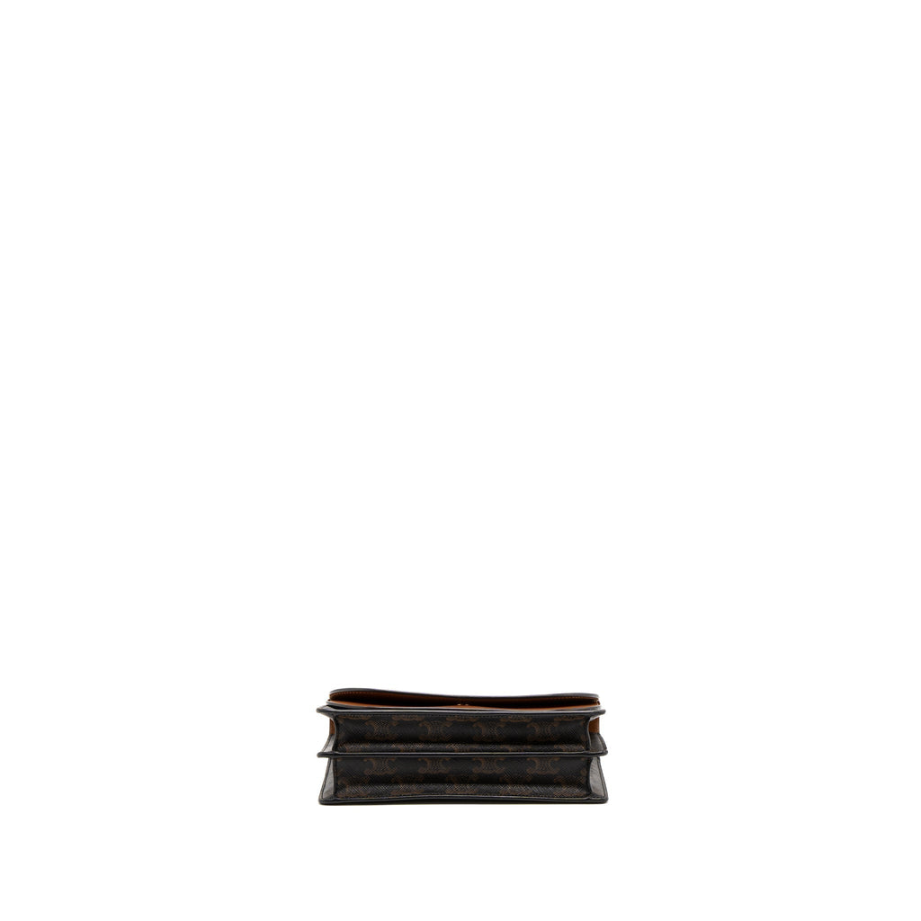 celine-wallet-on-strap-triomphe-canvas-smooth-lambskin-tan-ghw