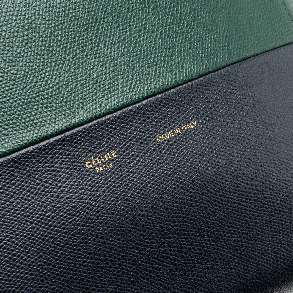 celine-vertical-cabas-calfskin-green-navy-ghw