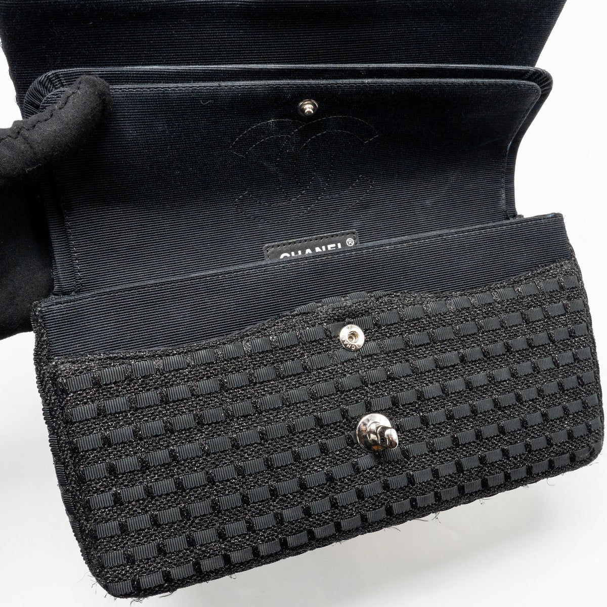 chanel-medium-classic-double-flap-bag-tweed-black-shw-copy