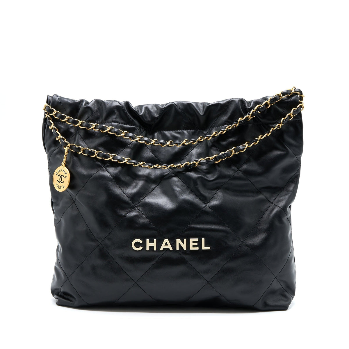 chanel-medium-22-bag-white-letter-shiny-calfskin-black-ghw-microchip