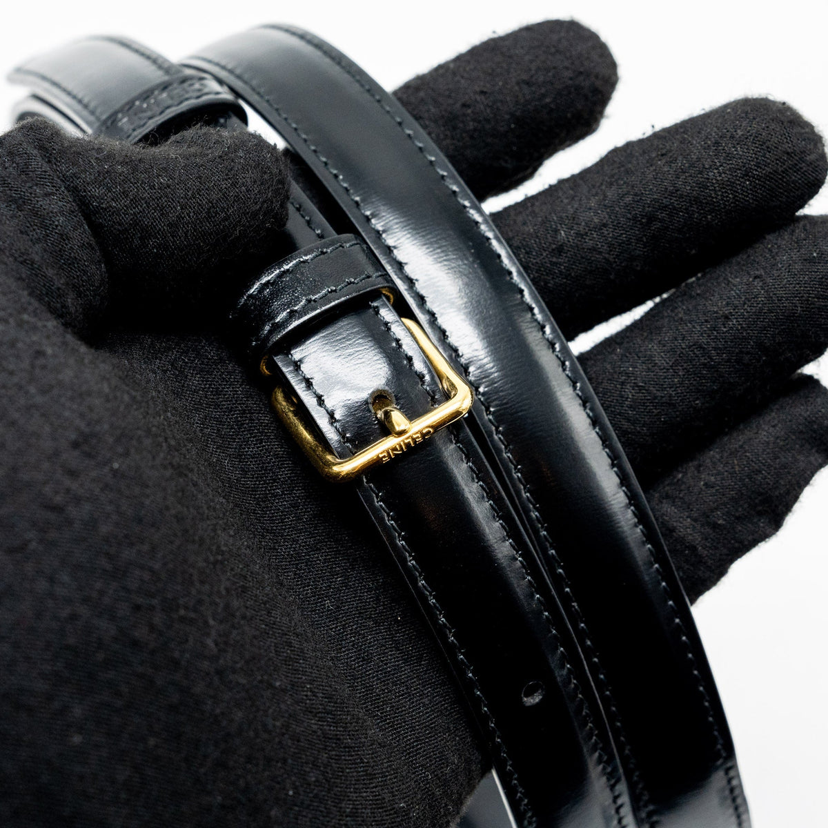 celine-triomphe-flap-wallet-with-strap-calfskin-black-ghw